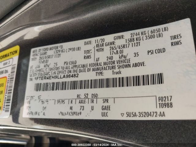 1FTER4EH9LLA98482 Ford Ranger Xlt