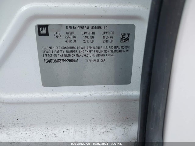 1G4GD5G37FF268951 Buick Lacrosse Premium I