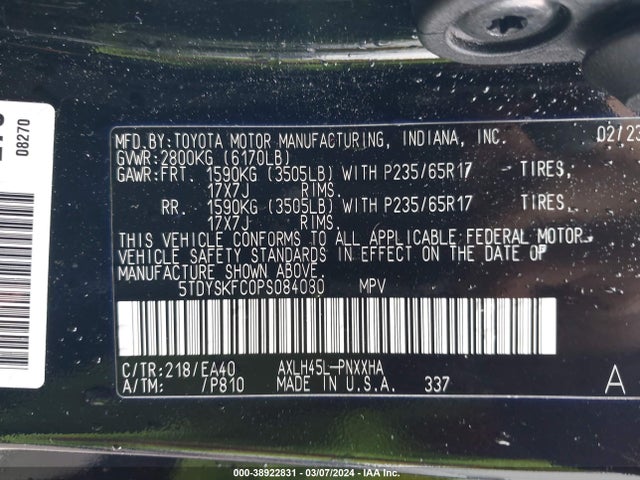 Toyota SIENNA XLE 2023 5TDYSKFC0PS084080 Image 9