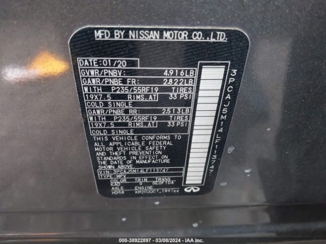 3PCAJ5M14LF113747 Infiniti Qx50 Luxe