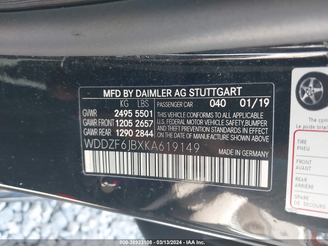 WDDZF6JBXKA619149 Mercedes-Benz E 450 4matic