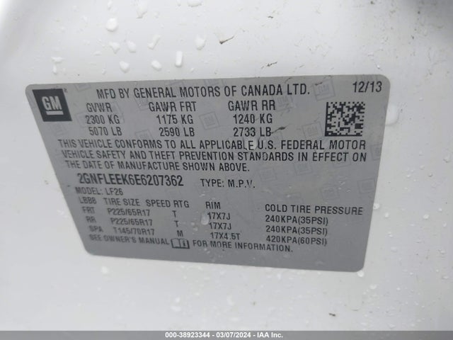 Chevrolet EQUINOX LS 2014 2GNFLEEK6E6207362 Image 9