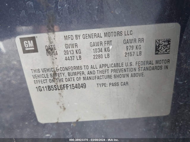 Chevrolet MALIBU LS 2015 1G11B5SL6FF154049 Image 9