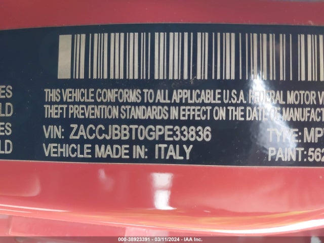 Jeep Renegade Latitude 2016 ZACCJBBT0GPE33836 Image 9