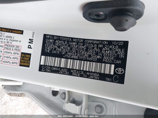 Toyota Corolla Xse 2023 JTNC4MBE1P3194933 Image 9