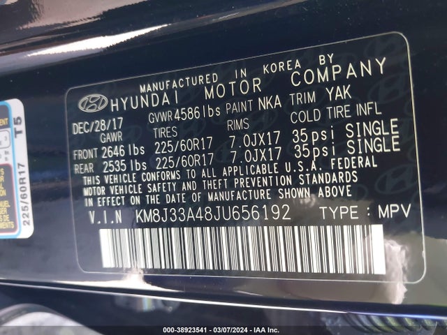 Hyundai Tucson Sel Plus 2018 KM8J33A48JU656192 Image 9