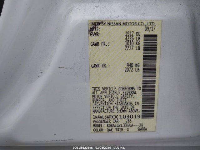 Nissan Altima 2.5 S 2018 1N4AL3APXJC103019 Image 9