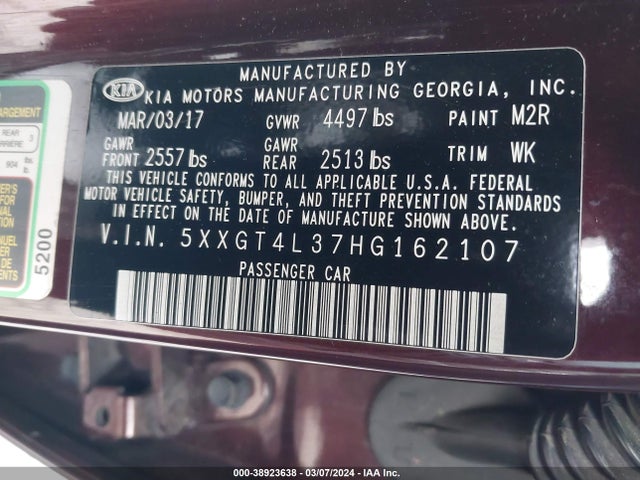 KIA Optima Lx 2017 5XXGT4L37HG162107 Image 9