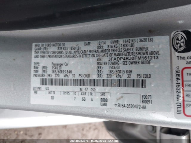 Ford FIESTA SE 2015 3FADP4BJ0FM161213 Image 9