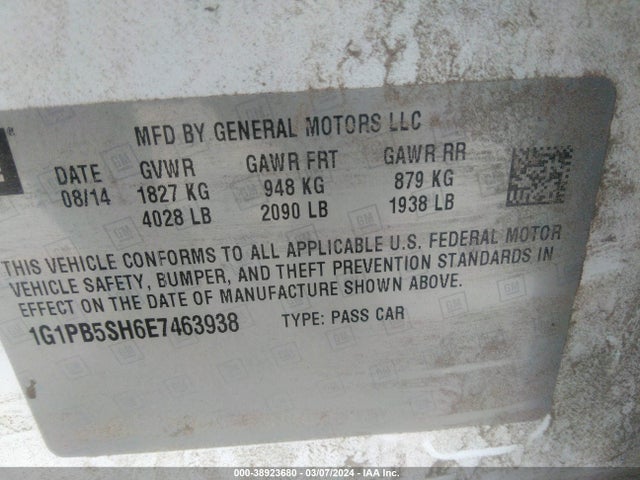 Chevrolet Cruze Ls Manual 2014 1G1PB5SH6E7463938 Image 9