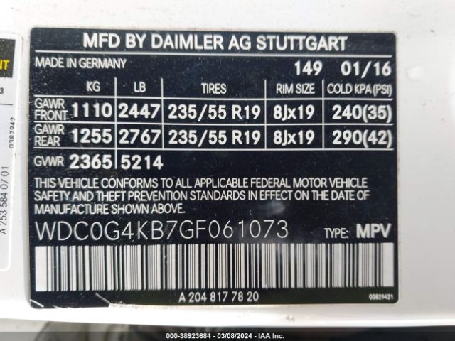 WDC0G4KB7GF061073 Mercedes-Benz Glc 300 4matic