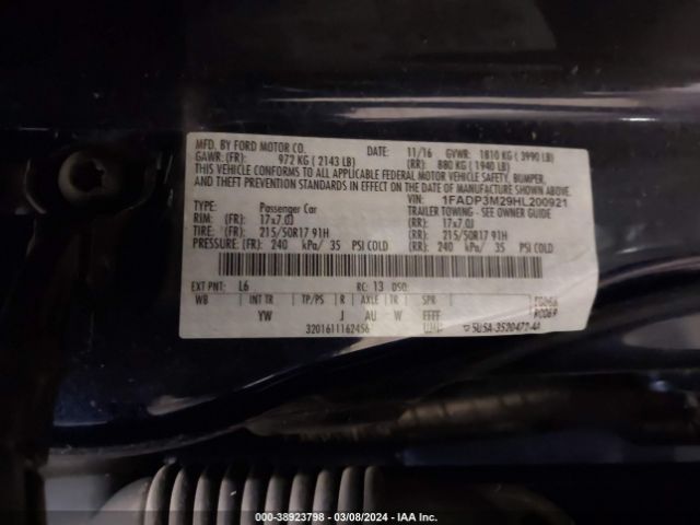 1FADP3M29HL200921 Ford FOCUS SEL
