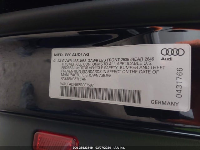 WAUFADF56PA037587 Audi A5 Sportback Premium Plus 45 Tfsi S Line Quattro S Tronic