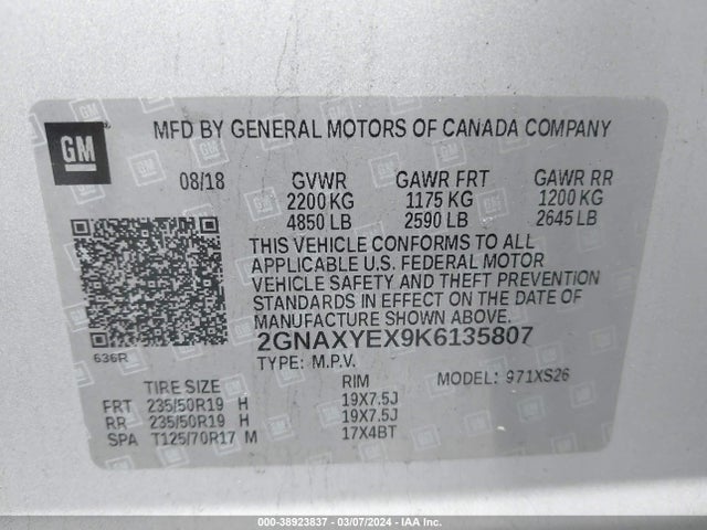 Chevrolet Equinox Premier 2019 2GNAXYEX9K6135807 Image 9