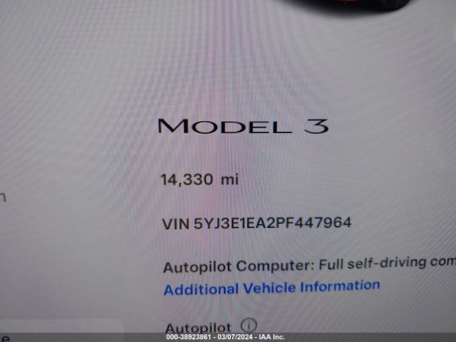 5YJ3E1EA2PF447964 Tesla Model 3 Rear-wheel Drive