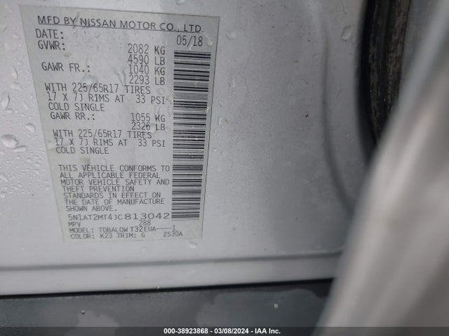 Nissan ROGUE SV 2018 5N1AT2MT4JC813042 Image 9