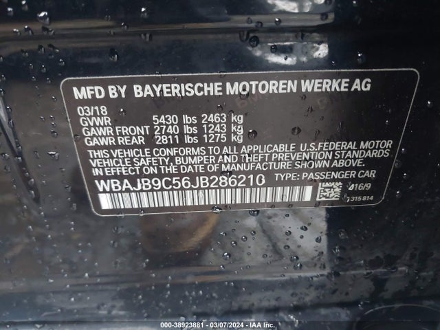 BMW M550i Xdrive 2018 WBAJB9C56JB286210 Image 9