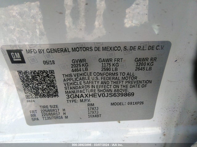 Chevrolet EQUINOX LS 2018 3GNAXHEV0JS639869 Image 9