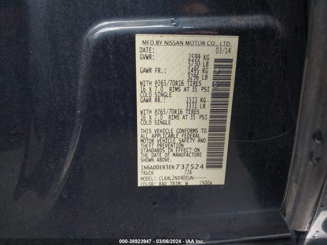 Nissan Frontier Sv 2014 1N6AD0ER3EN737524 Image 9