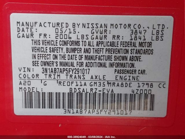 3N1AB7AP5FY291017 Nissan SENTRA SR