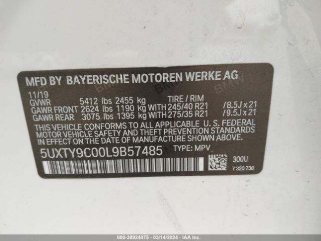 5UXTY9C00L9B57485 BMW X3 M40i