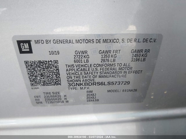 Chevrolet Blazer Fwd 3lt 2020 3GNKBDRS6LS573729 Image 9