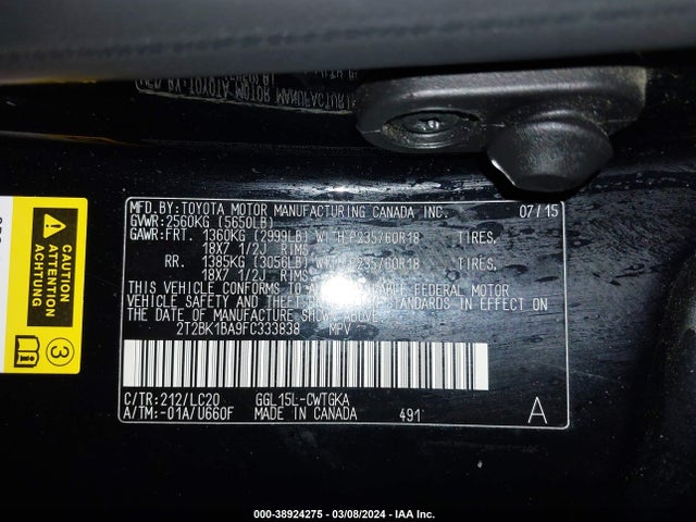 Lexus RX 350 2015 2T2BK1BA9FC333838 Image 9