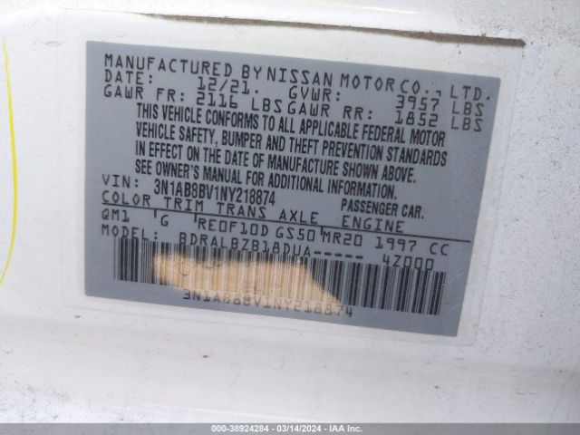 3N1AB8BV1NY218874 Nissan Sentra S Xtronic Cvt