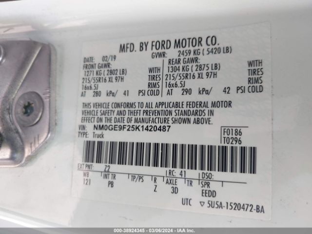 NM0GE9F25K1420487 Ford Transit Connect Xlt