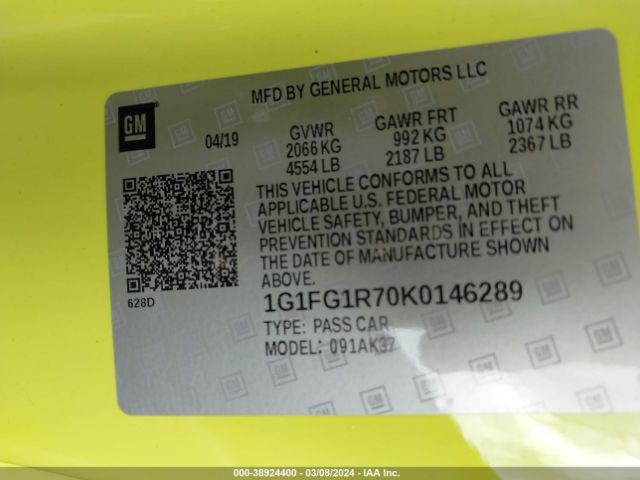 1G1FG1R70K0146289 Chevrolet CAMARO 2SS