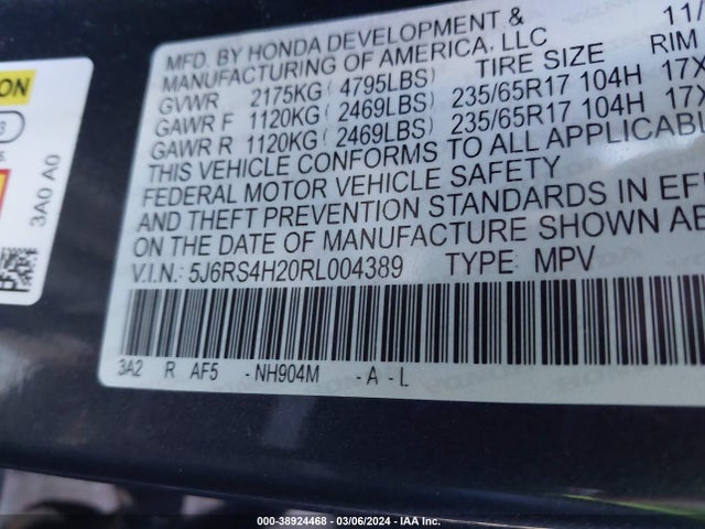 Honda Cr-v Lx Awd 2024 5J6RS4H20RL004389 Image 9