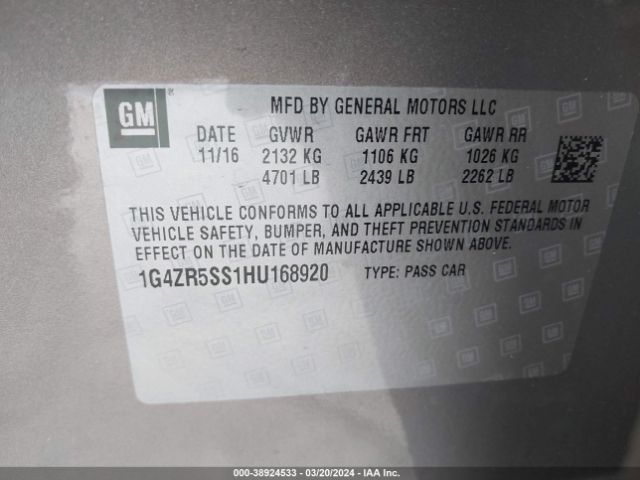 1G4ZR5SS1HU168920 Buick Lacrosse Premium