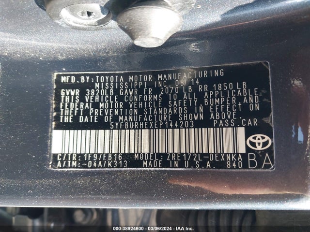 Toyota COROLLA LE 2014 5YFBURHEXEP144203 Image 9