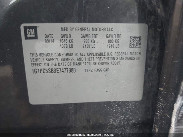Chevrolet Cruze 1lt Auto 2014 1G1PC5SB9E7477888 Image 9