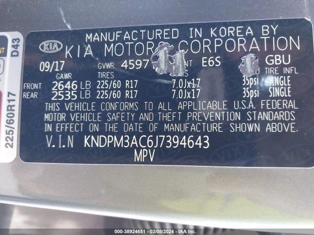 KIA Sportage Lx 2018 KNDPM3AC6J7394643 Image 9
