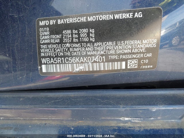 BMW 330I 2019 WBA5R1C56KAK07401 Image 9