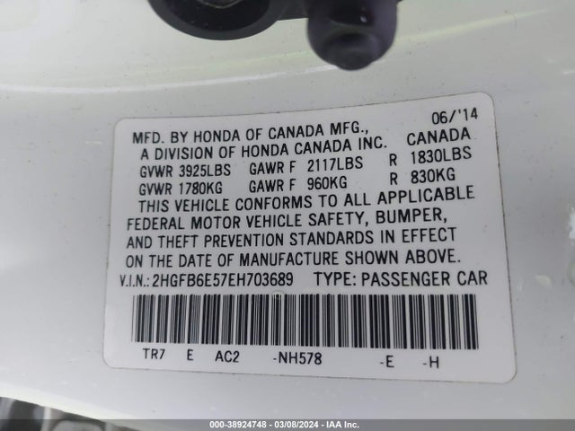 Honda CIVIC SI 2014 2HGFB6E57EH703689 Image 9