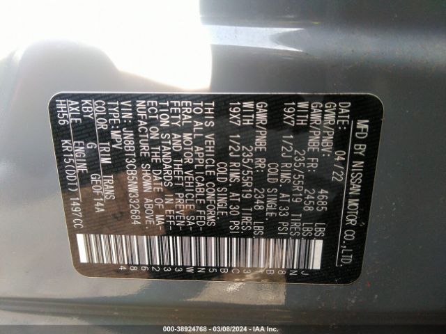JN8BT3CB5NW332684 Nissan Rogue Sl Intelligent Awd
