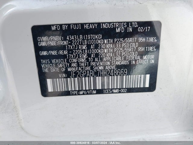 Subaru Crosstrek 2.0i Premium 2017 JF2GPABC7HH248669 Image 9