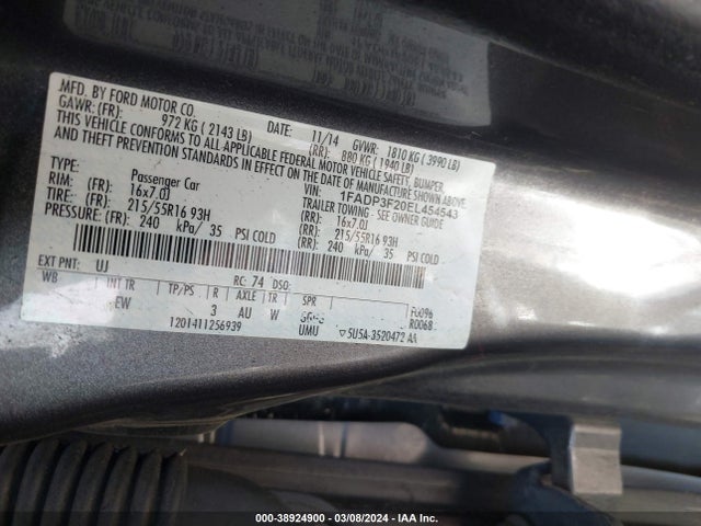 Ford FOCUS SE 2014 1FADP3F20EL454543 Image 9