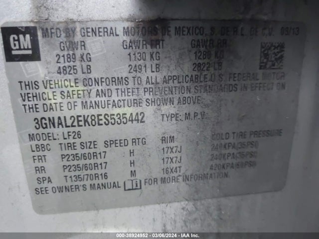 Chevrolet Captiva Sport 2ls 2014 3GNAL2EK8ES535442 Image 9