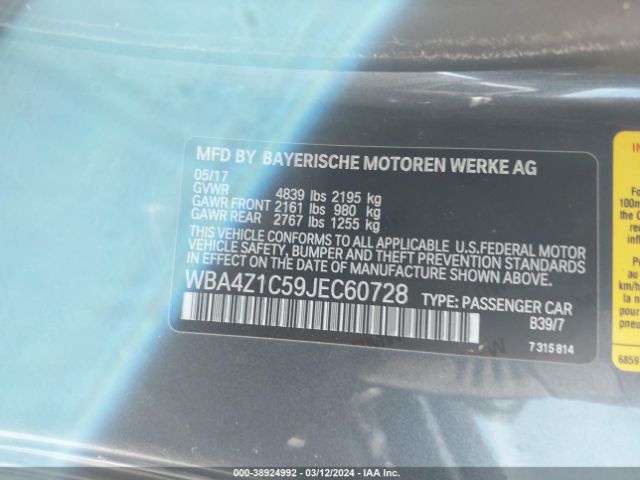 WBA4Z1C59JEC60728 BMW 430I