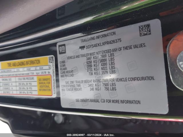 1GYS4EKLXPR426375 Cadillac Escalade 4wd Sport