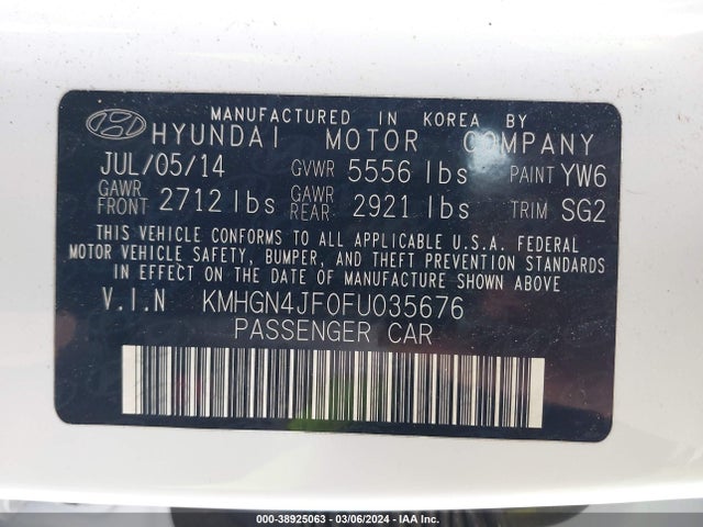 Hyundai Genesis 5.0 2015 KMHGN4JF0FU035676 Image 9