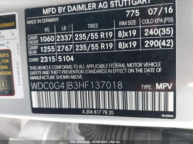 WDC0G4JB3HF137018 Mercedes-Benz GLC 300