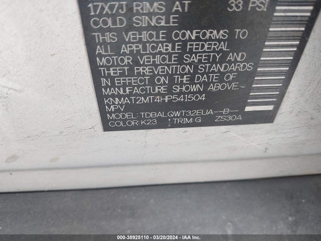 Nissan ROGUE SV 2017 KNMAT2MT4HP541504 Image 9