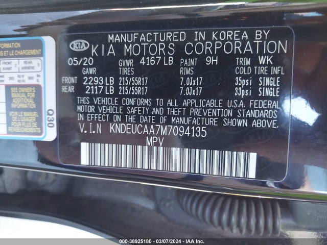 KIA SELTOS S 2021 KNDEUCAA7M7094135 Image 9
