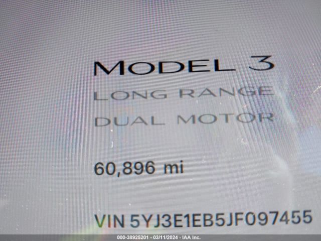 5YJ3E1EB5JF097455 Tesla Model 3 Long Range/performance