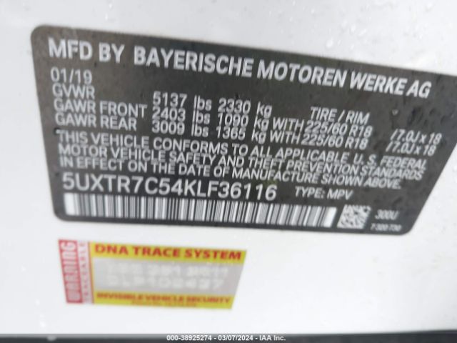 5UXTR7C54KLF36116 BMW X3 Sdrive30i