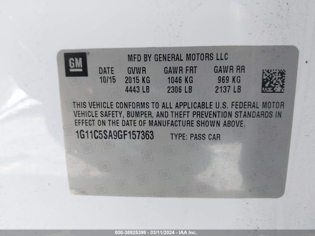 Chevrolet Malibu Limited Lt 2016 1G11C5SA9GF157363 Image 9